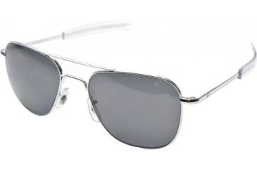 Image of AO Original Pilot Sunglasses, Bayonet, Silver Frame, CC Gray Poly Lens, 55mm, 30182