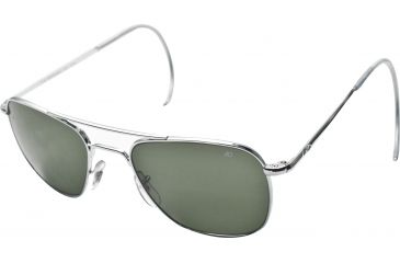 Image of Ao Original Pilot Sunglasses Silver Comfort Cable Green Glass Lenses 52mm S Tcgg Cc 52