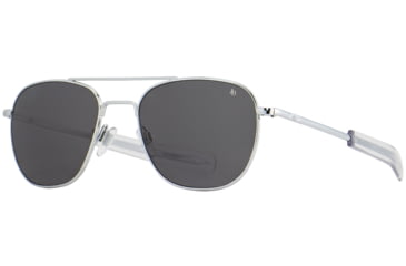 Image of AO Original Pilot Sunglasses, Silver Frame, 52 mm True Color Gray AOLite Nylon Lenses, Bayonet Temple, Polarized, OP-252BTCLGYN-P