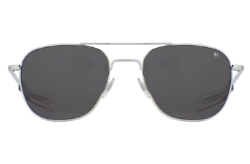 Image of AO Original Pilot Sunglasses, Silver Frame, 52 mm True Color Gray AOLite Nylon Lenses, Bayonet Temple, Polarized, OP-252BTCLGYN-P