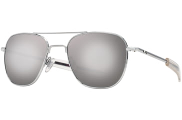 Image of AO Original Pilot Sunglasses, Silver Frame, 52 mm SunFlash Silver Mirror AOLite Nylon Lenses, Bayonet Temple, Polarized, 738921564652