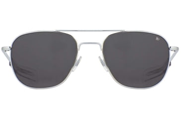Image of AO Original Pilot Sunglasses, Silver Frame, 55 mm True Color Gray AOLite Nylon Lenses, Bayonet Temple, Polarized, 738921549932