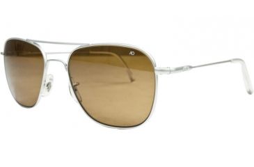 Image of AO Original Pilot Sunglasses, Silver, Wire Spatula, HC Amber Poly Lens, 55mm, Polarized S-PHCAP-WS-55