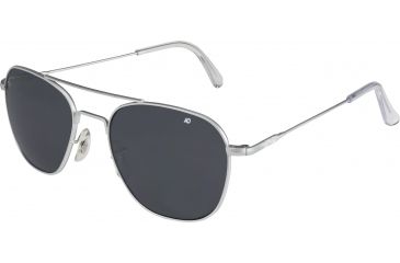 Image of AO Original Pilot Sunglasses, Wire Spatula, Matte Chrome Frame, CC Gray Poly Lens, Polarized, 55mm, 32239