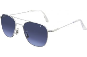 Image of AO Original Pilot Sunglasses, Wire Spatula, Matte Chrome Frame, Polycarbonate Gradient Blue Lens