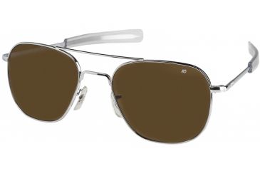 Image of AO Original Pilot Sunglasses, Wire Spatula, Silver Frame, Brown Glass Lens, Polarized, 57mm, 32163