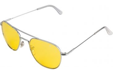 Image of AO Original Pilot Sunglasses, Wire Spatula, Silver Frame, Yellow Lens, 57mm, 30258