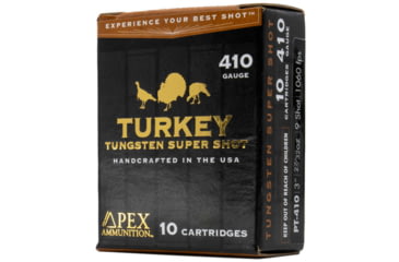 Image of Apex Ammunition Turkey TSS 410 Gauge 27/32 oz 3in Shotgun Ammo, #9, 10 Rounds, PT410-95