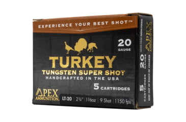 Image of Apex Ammunition Turkey TSS 20 Gauge 1 3/8 oz 2 3/4in 9 Shot Shotgun Ammo, 5 Rounds, LT20-9