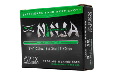 Image of Apex Ammunition Turkey Ninja TSS 12 Gauge 2 1/2 oz 3 1/2in 8.5 Shot Shotgun Ammo, 5 Rounds, NINJA35