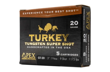 Image of Apex Ammunition Turkey TSS 20 Gauge 1 5/8 oz 3in 9 Shot Shotgun Ammo, 5 Rounds, GT20-9