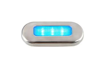Image of Aqua Signal Cordoba LED Oblong Oval Courtesy Light - 12V - Blue w/Stainless Steel Housing 78482