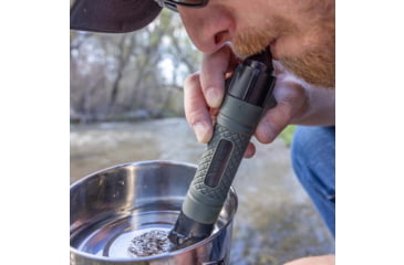 Image of Aquamira Survival Straw, Emergency Water Filter System, Certified Filtration up to 300 Gallons of Water, Olive Drab Green