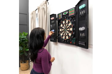 Image of Arachnid Titanium 5400 Electronic Dartboard With Integrated Cabinet, Black, EDBM680