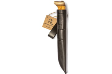 Image of Arctic Legend Hobby Curly Birch Satin Fixed Blade Knife, 8.25in Overall, 3.75in Satin Stainless Steel Blade, Curly Birch Handle, Black Leather Belt Sheath, AL-903