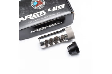 Image of Area 419 Sidewinder Magnum Self Timing Barrel Muzzle Brake 338 Caliber, Raw Stainless, 419-SW-338-SS-3424