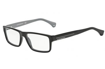 Image of Armani EA3013 Single Vision Prescription Eyeglasses 5102-54 - Top Black On Gray Frame