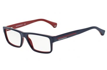 Image of Armani EA3013 Single Vision Prescription Eyeglasses 5103-52 - Top Blue On Red Frame