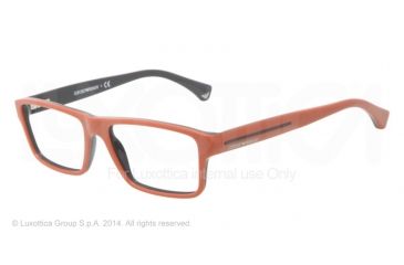 Image of Armani EA3013 Single Vision Prescription Eyeglasses 5106-52 - Top Brick Red On Dark Gray Frame