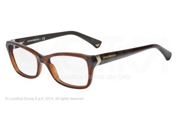 Image of Armani EA3023F Single Vision Prescription Eyeglasses 5198-54 - Transparen Brown Frame