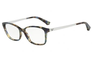 Image of Armani EA3026 Progressive Prescription Eyeglasses 5542-52 - Havana Spot Blue Frame