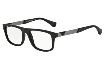 Image of Armani EA3029 Single Vision Prescription Eyeglasses 5063-52 - Black Rubber Frame