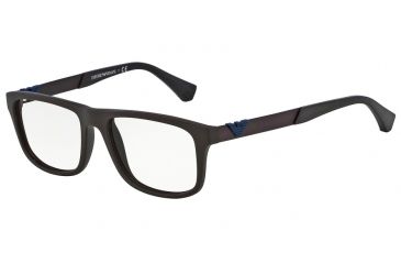 Image of Armani EA3029 Single Vision Prescription Eyeglasses 5210-54 - Brown Rubber Frame