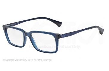 Image of Armani EA3030 Single Vision Prescription Eyeglasses 5072-55 - Transparent Blue Frame