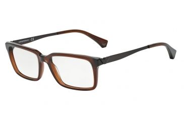 Image of Armani EA3030 Single Vision Prescription Eyeglasses 5198-53 - Transparen Brown Frame