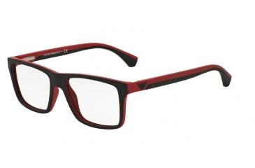 Image of Armani EA3034 Progressive Prescription Eyeglasses 5324-53 - Black/Red Rubber Frame