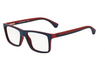 Image of Armani EA3034 Progressive Prescription Eyeglasses 5325-53 - Blue/Red Rubber Frame