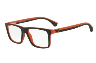 Image of Armani EA3034 Progressive Prescription Eyeglasses 5529-53 - Black/orange Rubber Frame