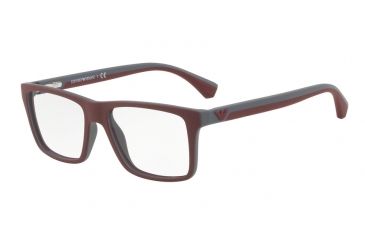 Image of Armani EA3034 Progressive Prescription Eyeglasses 5616-55 - Top Bordeaux On Dk Grey Rubber Frame