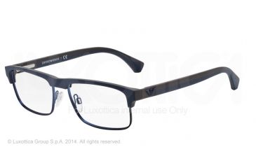 Image of Armani EA3035 Bifocal Prescription Eyeglasses 5230-55 - Blue/rubber Brown Frame