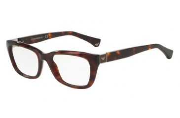 Image of Armani EA3058 Single Vision Prescription Eyeglasses 5395-53 - Red Havana Frame