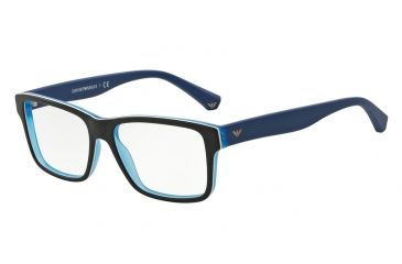 Image of Armani EA3059 Bifocal Prescription Eyeglasses 5392-53 - Top Black/matte Blue Frame