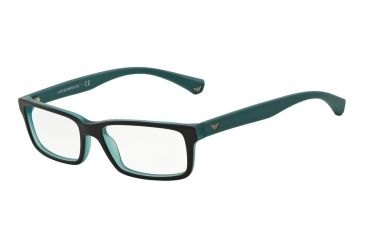 Image of Armani EA3061 Progressive Prescription Eyeglasses 5393-55 - Top Black/matte Turquoise Frame