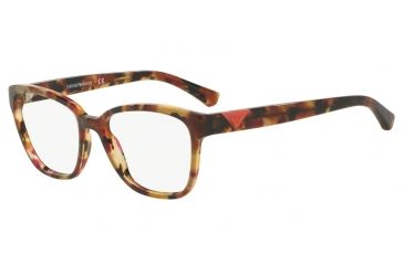 Image of Armani EA3094F Single Vision Prescription Eyeglasses 5541-54 - Havana Spot Raspberry Frame