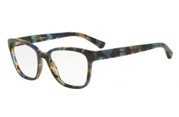 Image of Armani EA3094F Single Vision Prescription Eyeglasses 5542-54 - Havana Spot Blue Frame