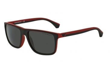 Image of Armani EA4033 Single Vision Prescription Sunglasses EA4033-532487-56 - Lens Diameter 56 mm, Frame Color Black/Red Rubber