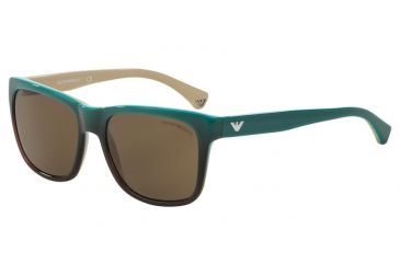 Image of Armani EA4041 Progressive Prescription Sunglasses EA4041-534573-56 - Lens Diameter 56 mm, Frame Color Green Gradient Brown On Beige