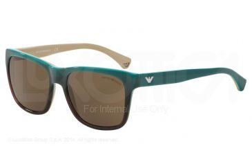 Image of Armani EA4041F Single Vision Prescription Sunglasses EA4041F-534573-56 - Lens Diameter 56 mm, Frame Color Green Gradient Brown On Beige