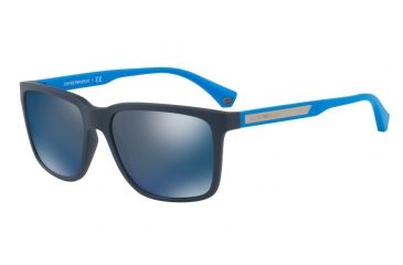 Image of Armani EA4047 Progressive Prescription Sunglasses EA4047-565225-56 - Lens Diameter 56 mm, Frame Color Blue Rubber