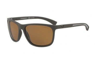 Image of Armani EA4078 Progressive Prescription Sunglasses EA4078-530583-62 - Lens Diameter 62 mm, Frame Color Brown Rubber