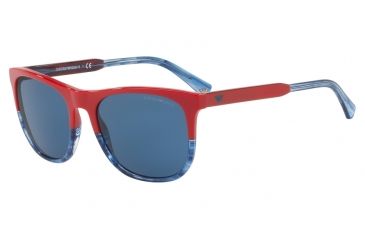 Image of Armani EA4099F Progressive Prescription Sunglasses EA4099F-557380-56 - Lens Diameter 56 mm, Frame Color Red/tr Striped Blue
