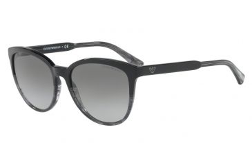Image of Armani EA4101F Single Vision Prescription Sunglasses EA4101F-556611-56 - Lens Diameter 56 mm, Frame Color Black/tr Striped Grey