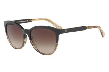 Image of Armani EA4101F Single Vision Prescription Sunglasses EA4101F-556713-56 - Lens Diameter 56 mm, Frame Color Brown/tr Striped Beige