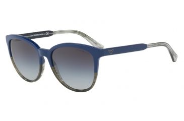 Image of Armani EA4101F Single Vision Prescription Sunglasses EA4101F-55688G-56 - Lens Diameter 56 mm, Frame Color Blue/tr Striped Green