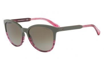 Image of Armani EA4101F Single Vision Prescription Sunglasses EA4101F-556913-56 - Lens Diameter 56 mm, Frame Color Military/tr Striped Pink