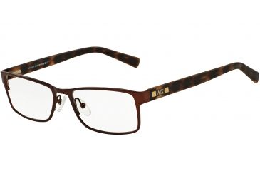 Image of Armani Exchange AX1003 Single Vision Prescription Eyeglasses 6016-52 - Satin Brown Frame